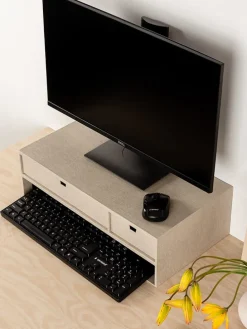 Monitor-Stand "Ted" in Beige - (B)48,5 x (H)15 x (T)26 cm