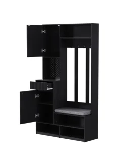 Multifunktionale Schuhschrank mit Bank und Stauraum in Schwarz