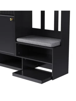 Multifunktionale Schuhschrank mit Bank und Stauraum in Schwarz