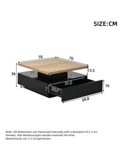 Multifunktionaler 360° schwenkbarer Couchtisch mit Stauraum in Schwarzer