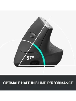 MX Vertical Maus für ergonomische Handhaltung und präzise in Schwarz