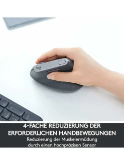 MX Vertical Maus für ergonomische Handhaltung und präzise in Schwarz