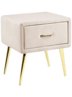 Nachttisch FLAYAT in Beige/Gold/Roségold - (W) 46 x (H) 49 x (L) 38 cm