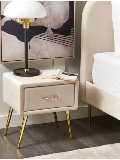 Nachttisch FLAYAT in Beige/Gold/Roségold - (W) 46 x (H) 49 x (L) 38 cm