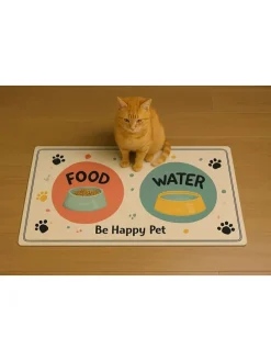 Napfunterlage in Beige/ Orange/ Blau - (L)40 x (B)70 cm