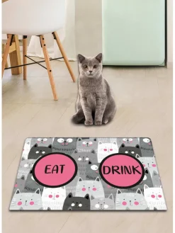 Napfunterlage in Pink/ Grau - (L)40 x (B)60 cm