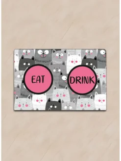 Napfunterlage in Pink/ Grau - (L)40 x (B)60 cm