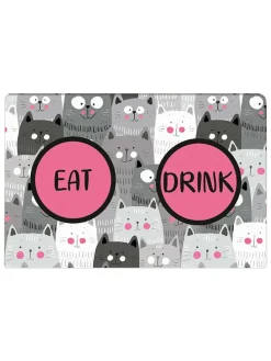 Napfunterlage in Pink/ Grau - (L)40 x (B)60 cm