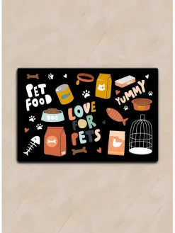 Napfunterlage in Schwarz/ Bunt - (L)40 x (B)60 cm