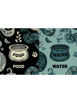 Napfunterlage in Schwarz/ Blau - (L)40 x (B)70 cm