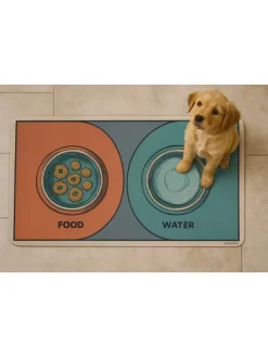 Napfunterlage in Türkis/ Orange - (L)40 x (B)70 cm