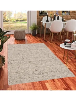 Natur Teppich Wolle Alaska Meliert in Braun