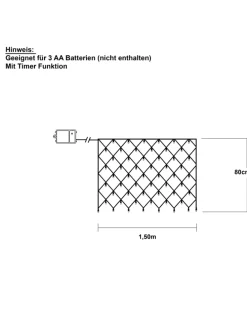 Netz LED-Lichterkette ,Akku, Batterie, warmweiß, outdoor, 80 LEDs, 15