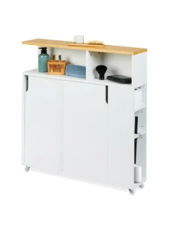 Nischenschrank in Weiß/ Natur - (B)17 x (H)79 x (T)75 cm