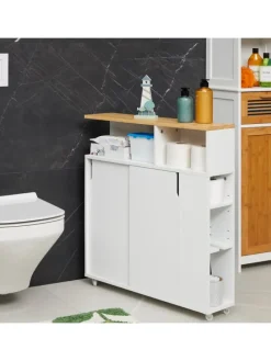 Nischenschrank in Weiß/ Natur - (B)17 x (H)79 x (T)75 cm