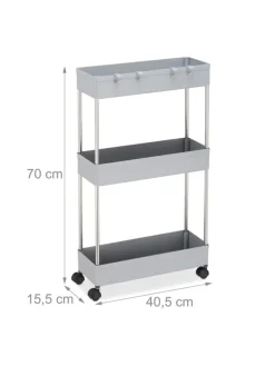 Nischenwagen in Grau - (B)15,5 x (H)70 x (T)40,5 cm