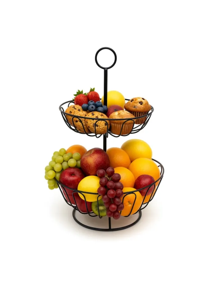 Obstkorb Etagere in Schwarz - 2 Etagen