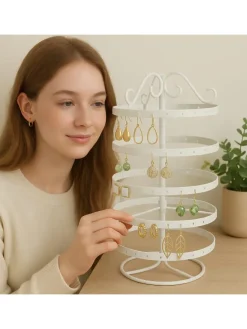 Ohrringhalter in Weiß - (H)30 x Ø16,5 cm