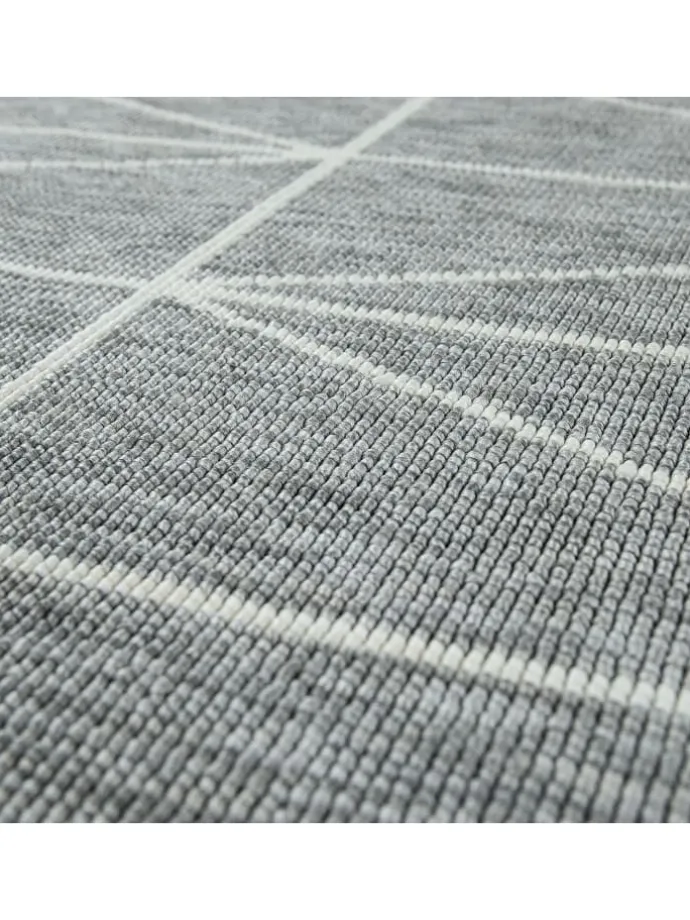 Outdoor Teppich Geometrisch Balkon, Terrasse schmutzabweisend in Grau