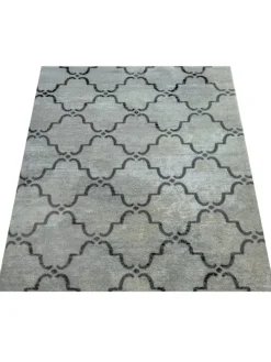 Outdoor Teppich Marokkanisches Gittermuster Balkon, Terrasse in Grau