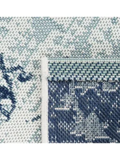 Outdoor Teppich Medaillon-Vintage Balkon, Terrasse in Dunkelblau