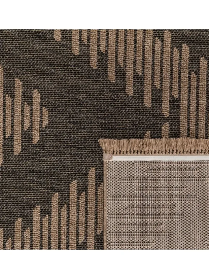 Outdoor Teppich Natur Balkon, Terrasse in Anthrazit