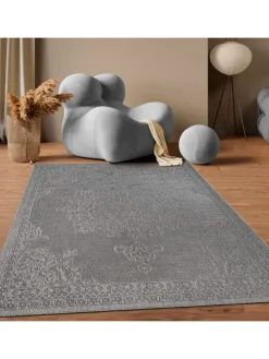 Outdoor Teppich Natur Balkon, Terrasse in Anthrazit