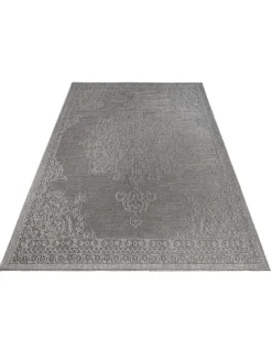 Outdoor Teppich Natur Balkon, Terrasse in Anthrazit