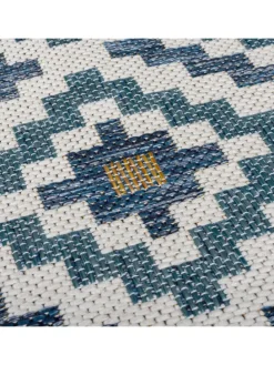 Outdoor Teppich Rauten Muster, Geometrisch, Balkon schmutzabweisend in Blau-Gelb