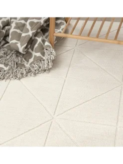 Outdoor Teppich Unifarben Geometrisch Balkon, Terrasse in Creme