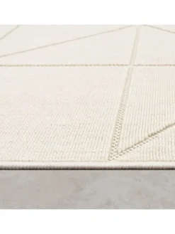Outdoor Teppich Unifarben Geometrisch Balkon, Terrasse in Creme