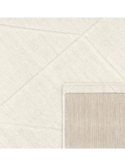 Outdoor Teppich Unifarben Geometrisch Balkon, Terrasse in Creme