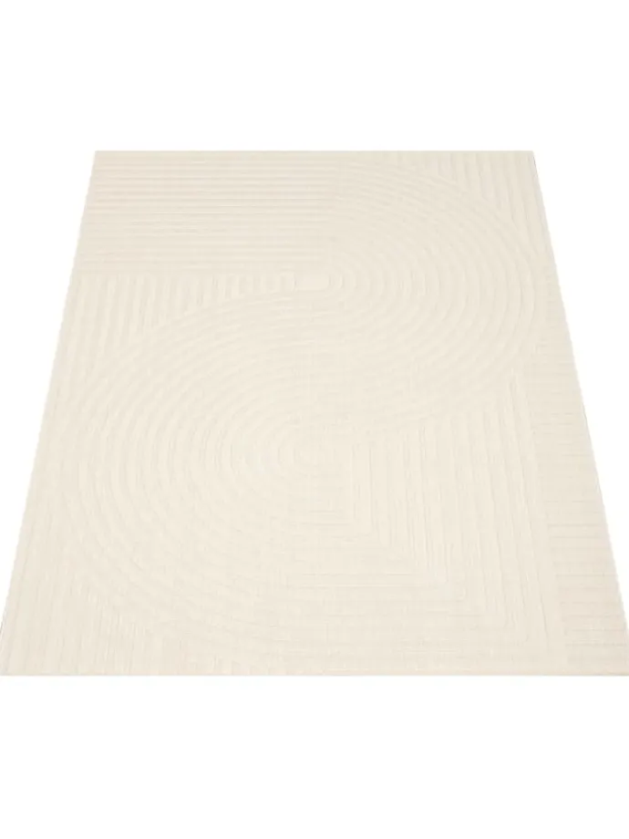 Outdoor Teppich Unifarben Spiral Balkon, Terrasse schmutzabweisend in Creme
