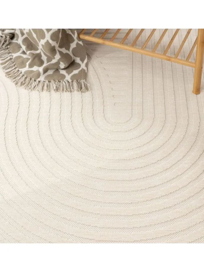 Outdoor Teppich Unifarben Spiral Balkon, Terrasse schmutzabweisend in Creme