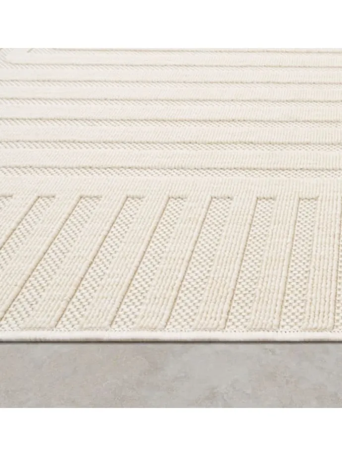 Outdoor Teppich Unifarben Spiral Balkon, Terrasse schmutzabweisend in Creme