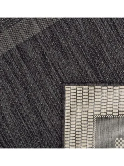 Outdoor Teppich Unifarben mit Bordüre Balkon, Terrasse in Anthrazit