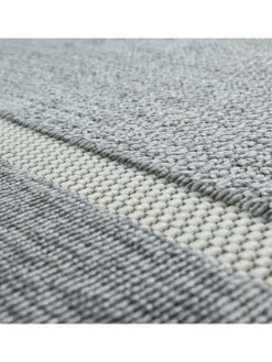 Outdoor Teppich Unifarben Bordüre Balkon, Terrasse schmutzabweisend in Grau