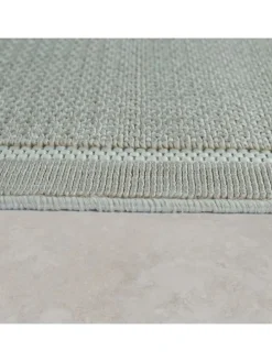 Outdoor Teppich Unifarben Bordüre Balkon, Terrasse schmutzabweisend in Beige