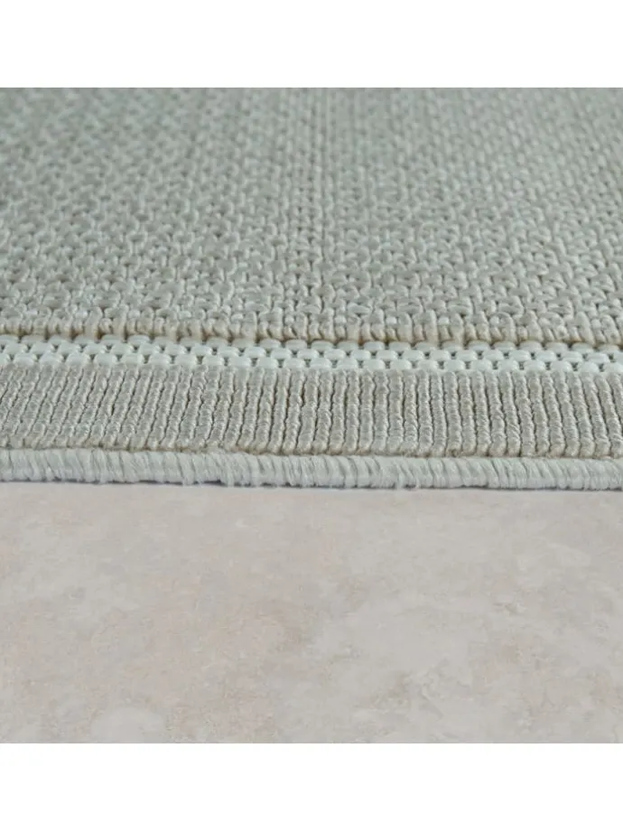 Outdoor Teppich Unifarben Bordüre Balkon, Terrasse schmutzabweisend in Beige