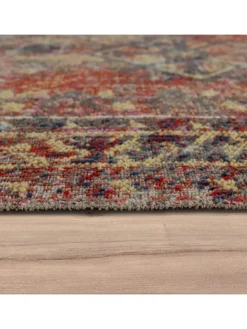 Outdoor Teppich Used-Look-Muster Balkon, Terrasse schmutzabweisend in Rot