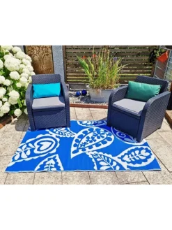 Outdoor Teppich 120x180cm In- & Outdoor in Paisley Blau