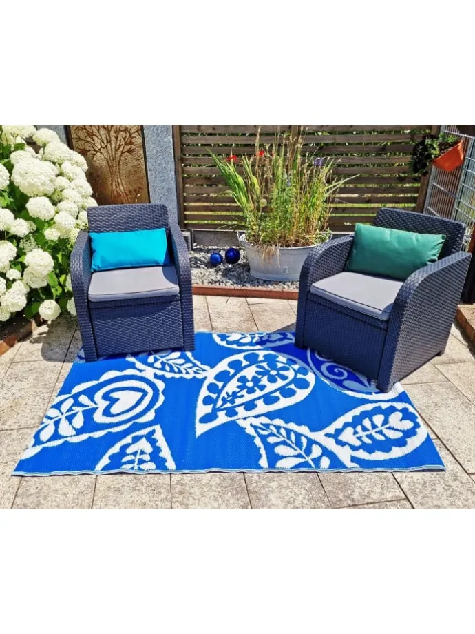 Outdoor Teppich 120x180cm In- & Outdoor in Paisley Blau