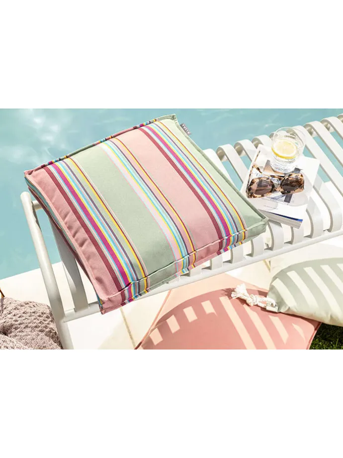 Outdoor-Kissenhülle "Saint Tropez" in Mint/ Rosa - (L)40 x (B)40 cm