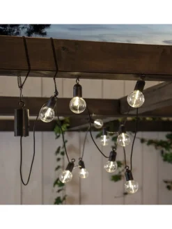 Outdoor-Lichterkette ,Fiesta' mit Batterie + Timer, 10 klare LED Glühb