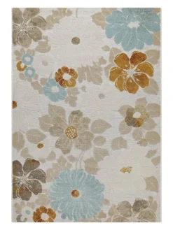 Outdoorteppich Beach Flower in beige, hellblau, gelb