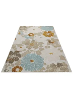 Outdoorteppich Beach Flower in beige, hellblau, gelb