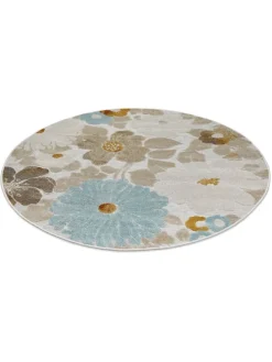 Outdoorteppich Beach Flower in beige, hellblau, gelb