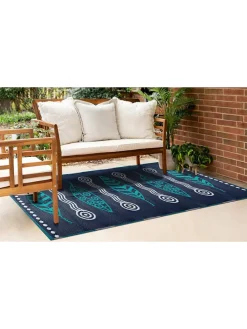 Outdoor-Teppich in Dunkelblau/ Türkis