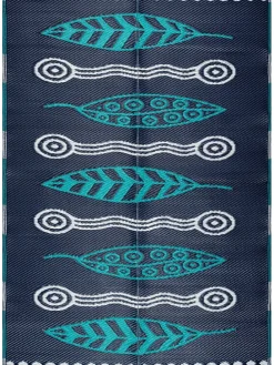 Outdoor-Teppich in Dunkelblau/ Türkis