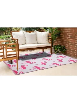 Outdoor-Teppich in Pink/ Weiß